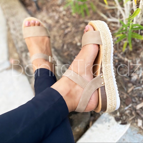 Bonita_TrendZ Shoes - NEW 🔥 Khaki ESPADRILLE FLATFORM SANDAL